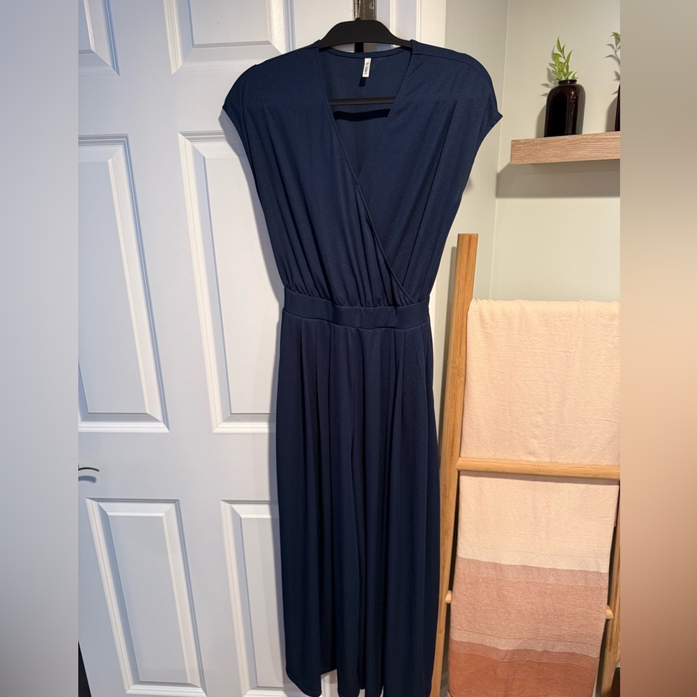 Elegant Navy Blue Wide Leg Jumpsuit